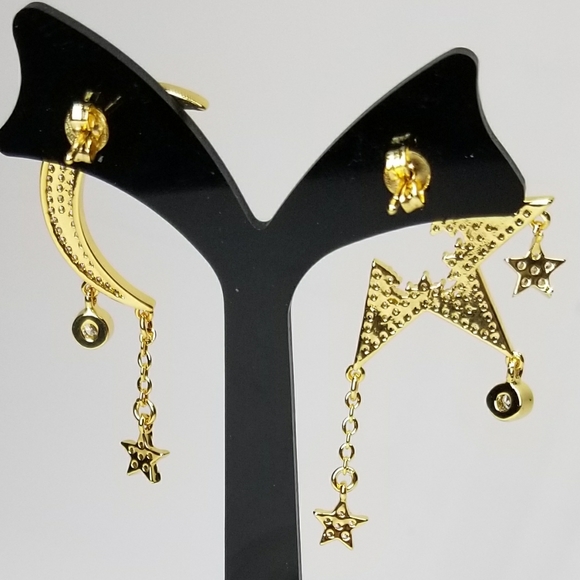 NWT Pave CZ Moon and Star Earrings - Picture 7 of 11